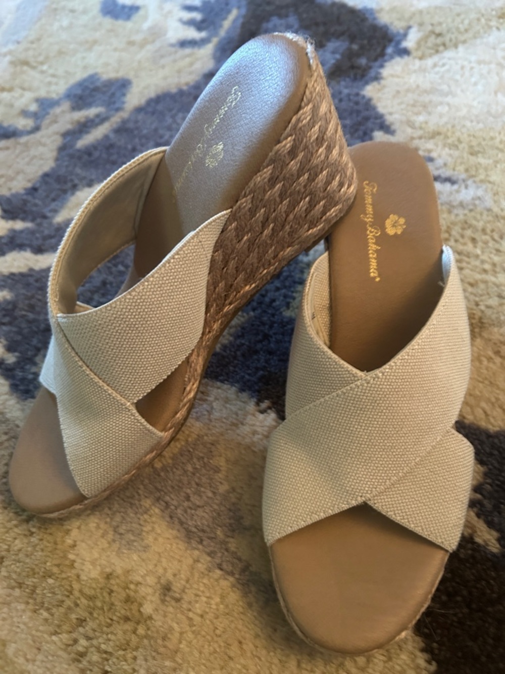 Tommy Bahama Suzette Cream Canvas Wedge Sandal Size 6.5